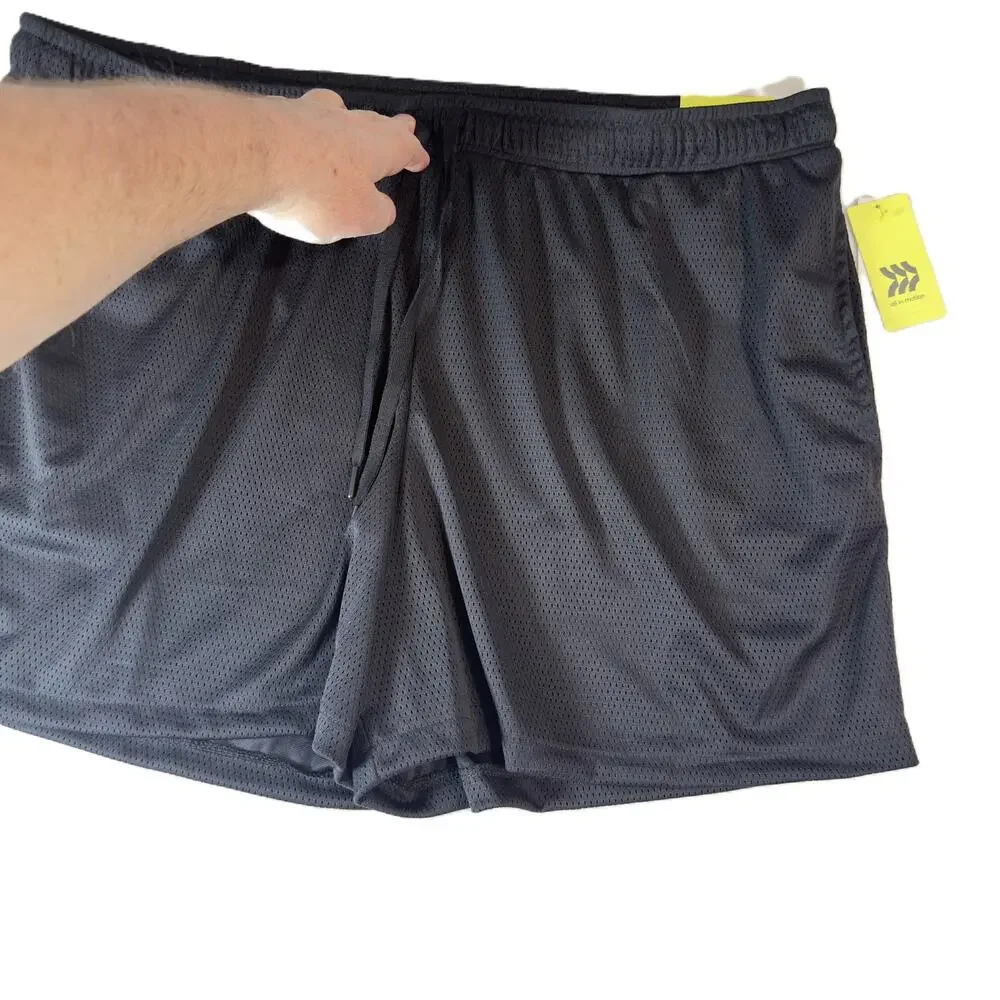 All In Motion Men XXL Mesh Athletic Short NWT Black Recycled Poly Drawstring